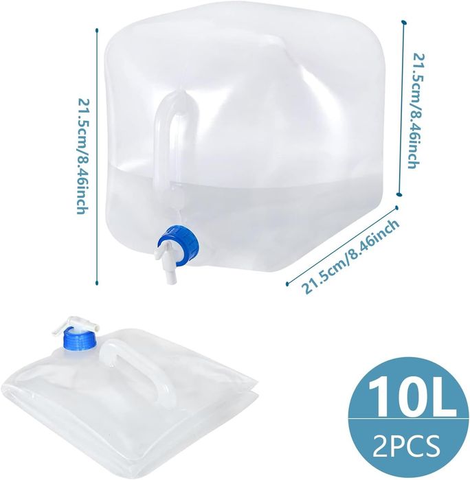 2szt składany baniak pojemnik kanister na wodę z kranikiem 10L