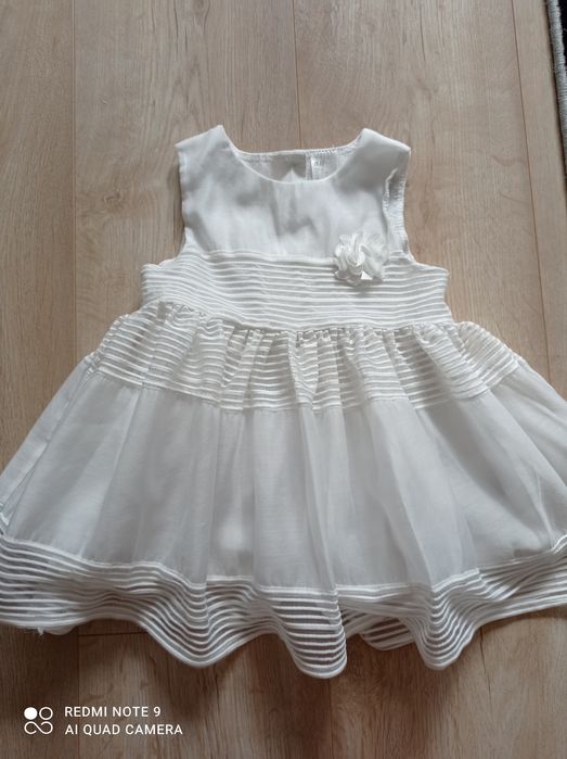 Sukienka biała chrzest, uroczystości rozm. 80 h&m