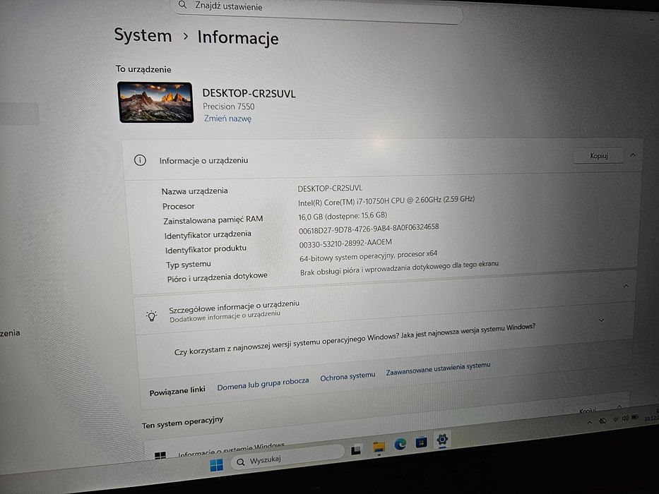 Dell Precision 7550 i7-10750H 16GB/1TB Win11