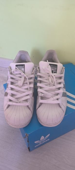 Adidas superstar 42 white silver адидас суперстар