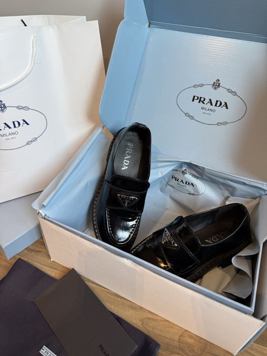 Женские лоферы черные прада prada 37 наличие