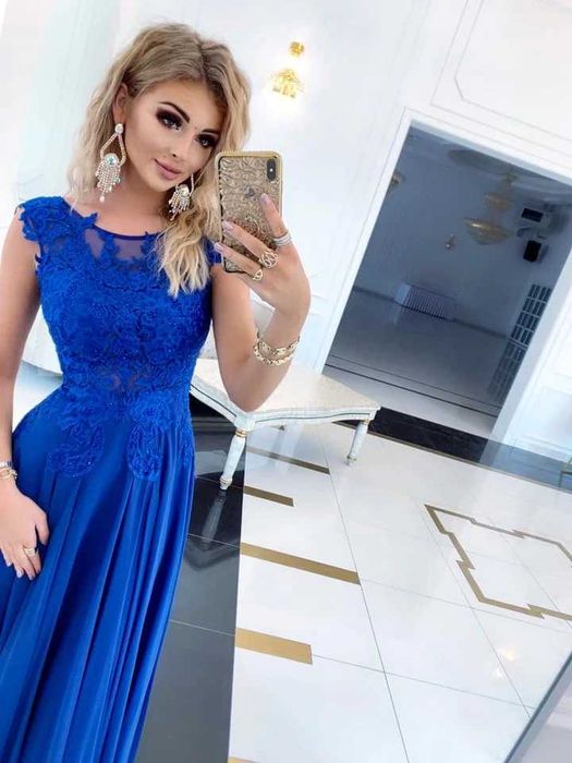 Ciemna niebieska suknia wieczorowa rozmiar 38