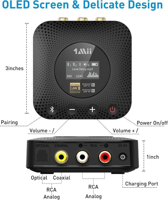 1Mii Odbiornik, transmiter, nadajnik Bluetooth B06HD+ adapter audio