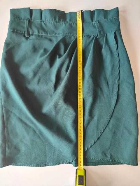 Mini Saia Verde Garrafa de Cintura Alta com Drapeado S (36)