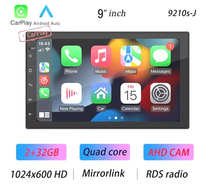 AUTO RADIO 2DIN 9" TÁCTIL ANDROID 13 GPS BLUETOOTH USB SD