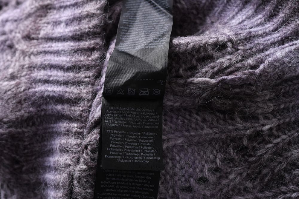 QS krótki wrzosowy sweter damski ażurowy wzór XL