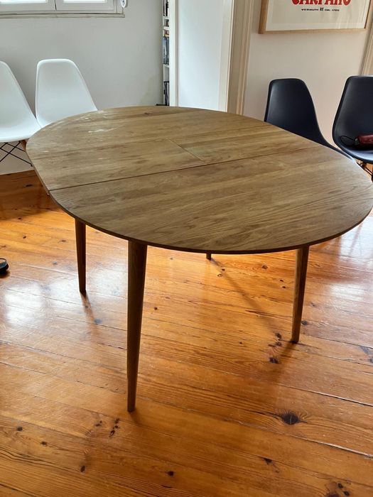 Mesa em carvalho 100x100cm extensivel para 100x130