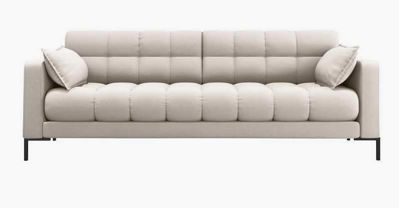 Pikowana elegancja sofa bąbelkowa 4 os Mamaia Micadoni beż 217x96x75cm