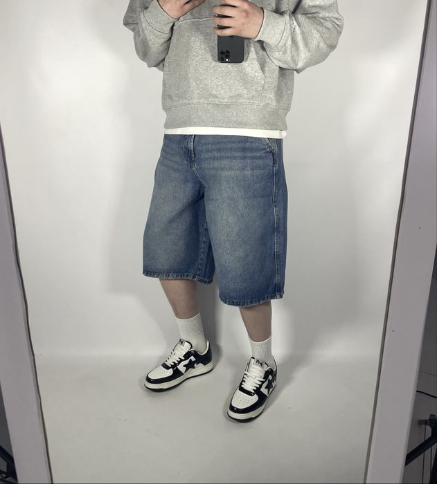 Широкі джинсові шорти bershka wide skate baggy fit широкие шорты M L