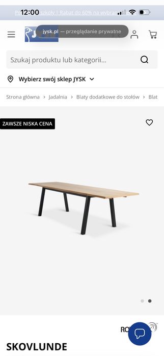 Stół Jysk 90x200 stan bardzo dobry. Okleina dębowa.