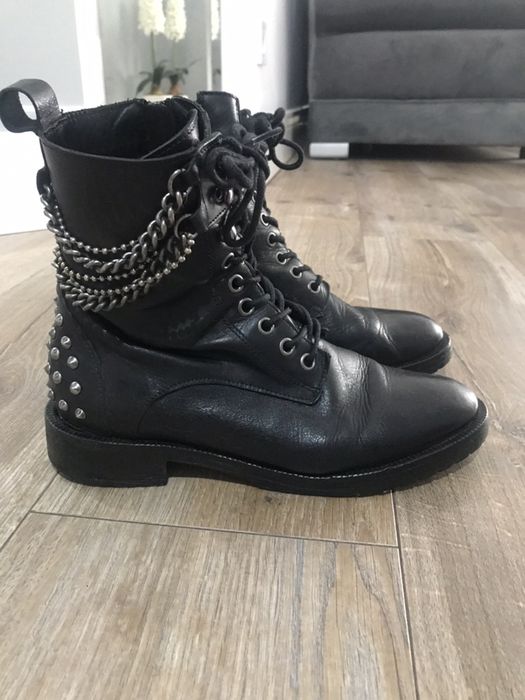 Botki 100% skóra srebrne okucia ćwieki gucci 36