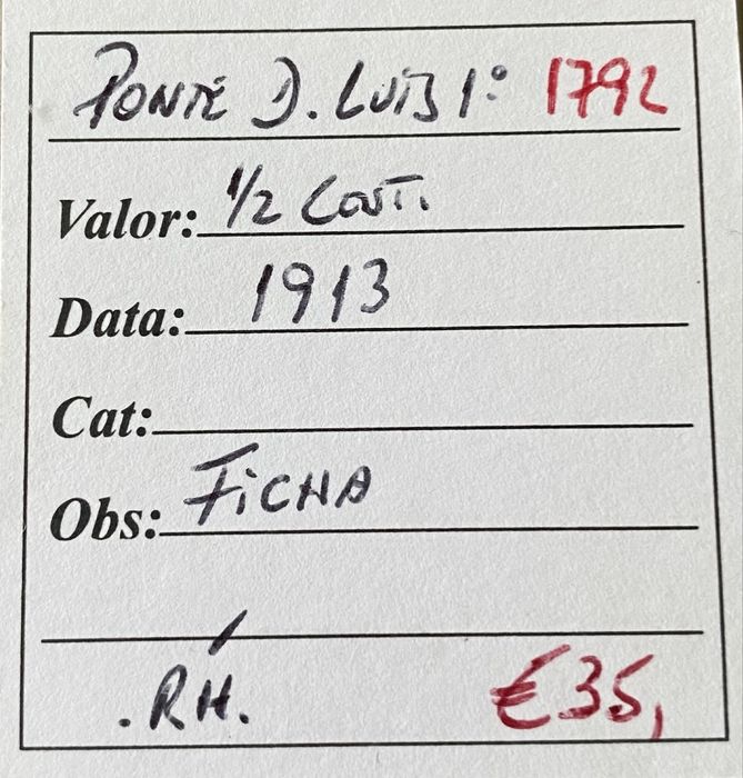 Ficha 1792 - Ponte D. Luis 1 - 1/2 Cent. 1913