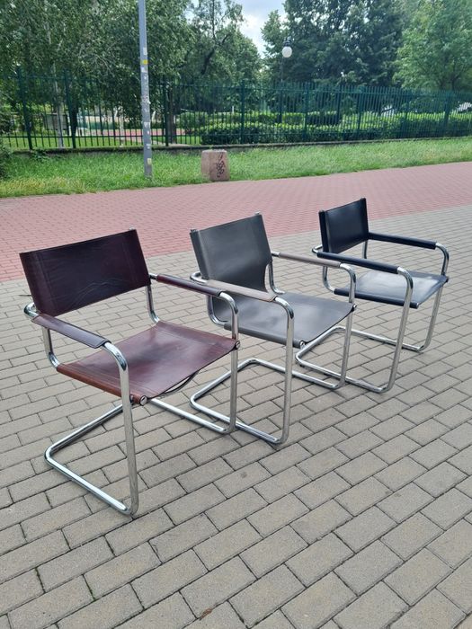 Krzesło  Bauhaus skóra siodłowa Mart Stam  Fasem  Włochy lata 90
