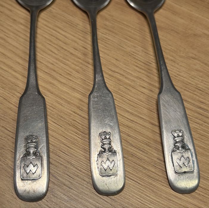 Srebra łyżeczka x 3 szt. Herb Abdank Srebro Kraków Austro-Węgry