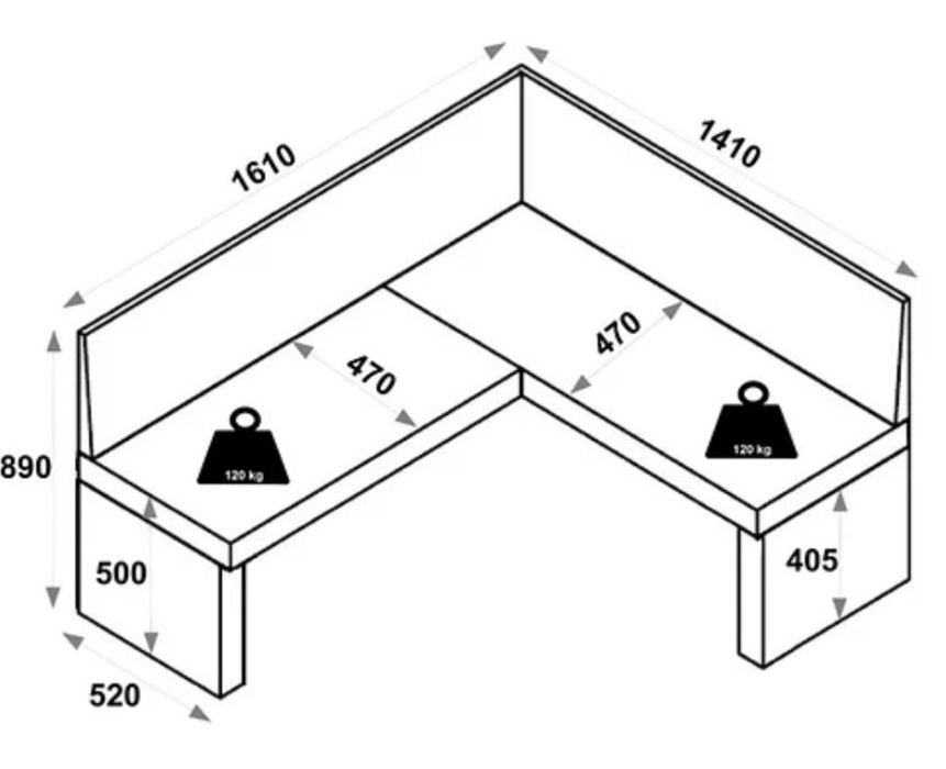 Nowa Ławka prawa campel grafitowa BRW