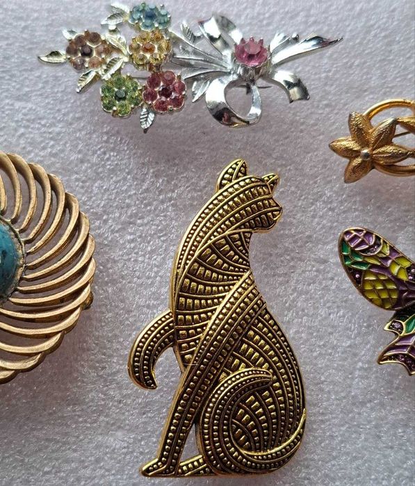 Винтаж Брошки 5 шт Англия СССР Латунь Отличное Состояние Продажа Одним Лотом