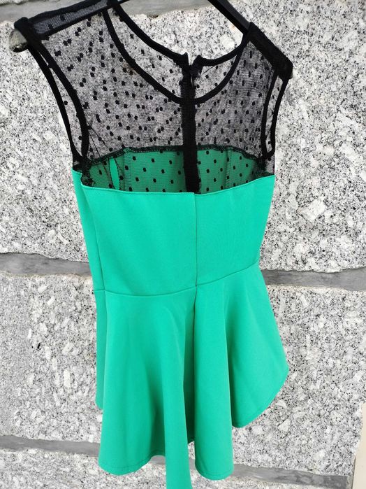 Top verde e preto
