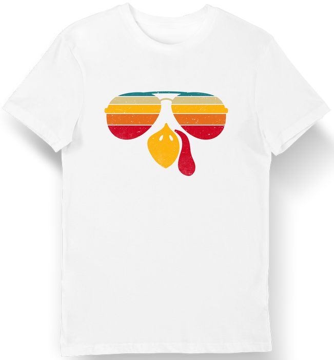 Koszulka męska kogut w okularach retro biała M