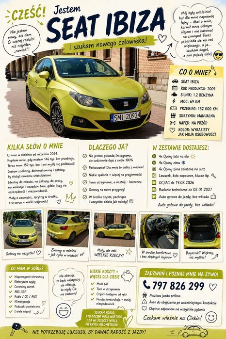 Cześć jestem SEAT IBIZA szukam nowego człowieka