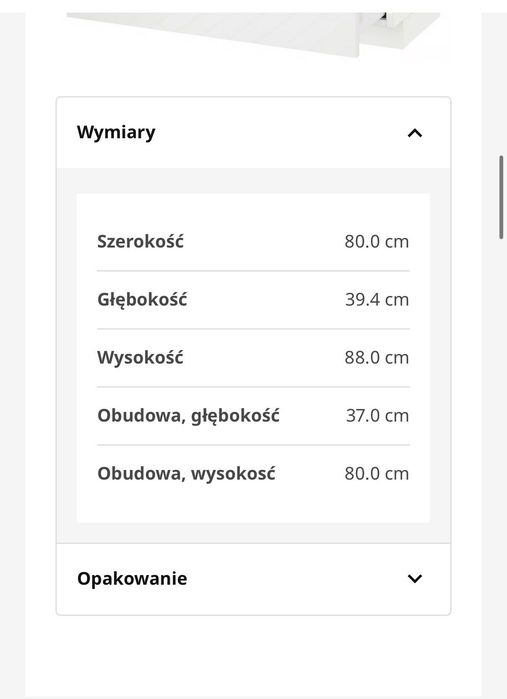 Szafa niska z szufladami Ikea Metod biały połysk  80x37cm