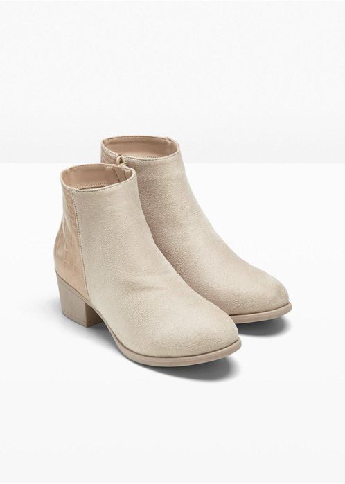 Beżowe botki na obcasie zamszowe r.38