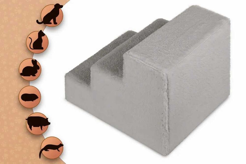 NOWE Schodki Dla Psa 3-Stopnie Tapicerowane Podest Stelaż Drewniany