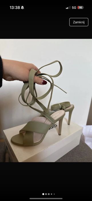 Sandaly szpilki Gino Rossi wiazane skorzane