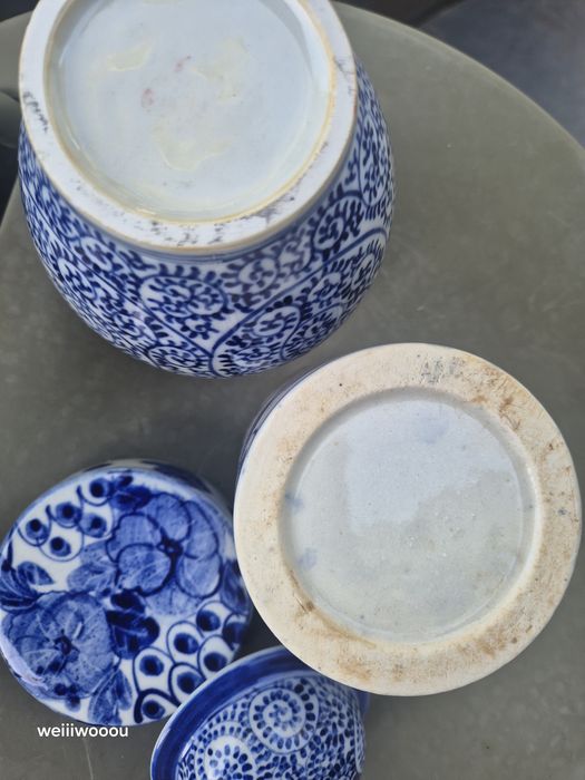 Lote 2 Boiões Azul e Branco com tampa