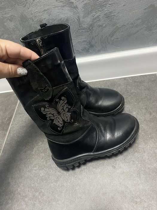 Шкіряні зимні сапожки на дівчинку