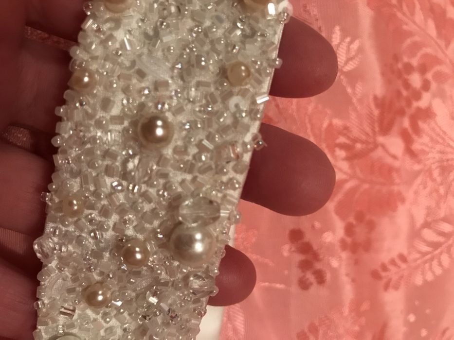 Вишитий поясок, бісер, перли