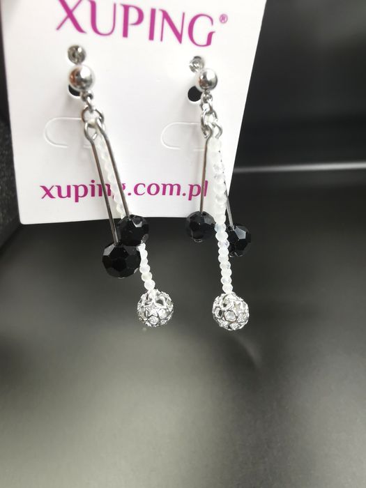 Kolczyki nowe posrebrzane kula z brynacikiem srebrne wiszące