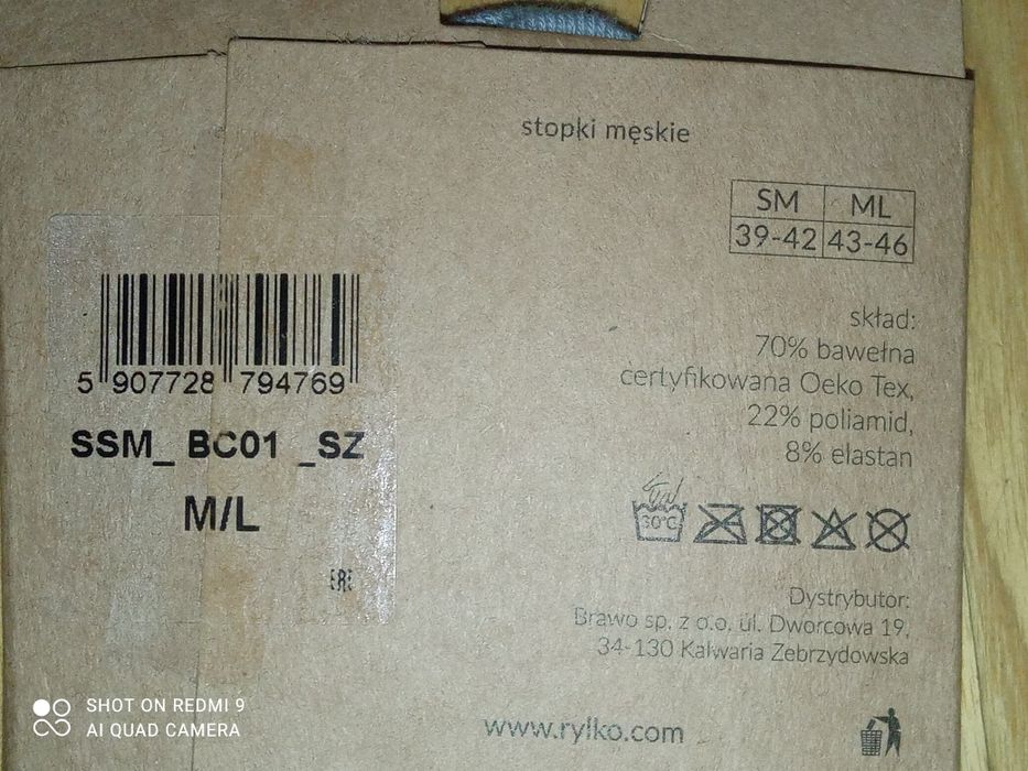 Stópki męskie szare skarpetki Ryłko