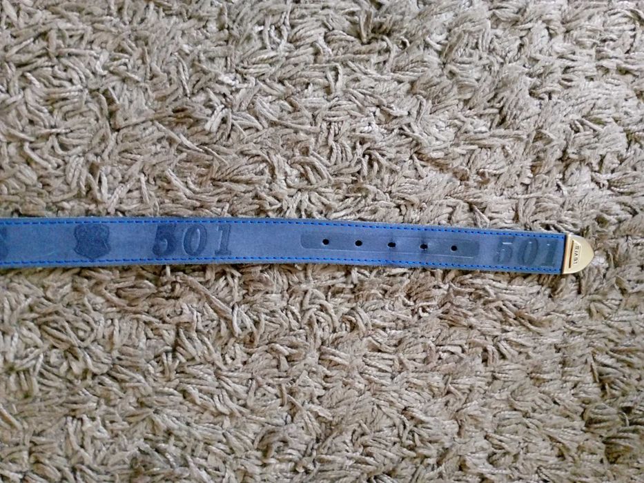 Oryginalny pasek Levis USA skóra niebieski