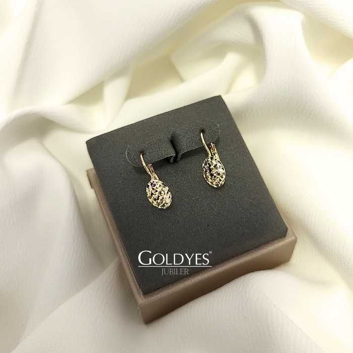 Złote kolczyki DIAMENTOWANE próba 585