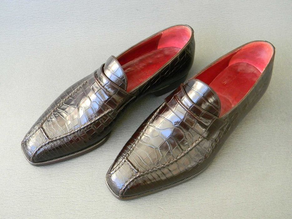 Шикарні туфлі, лофери із крокодила Feru, Італія як  Kiton чи Brioni