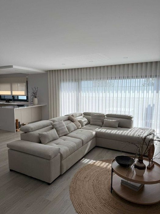 Sofá Novo  de Canto em L com Chaise Longue, Cama e Arrumação