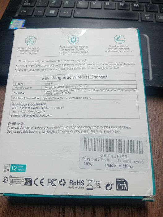 Estação de Carga Magnética 3-em-1 para iPhone, Apple Watch e AirPods