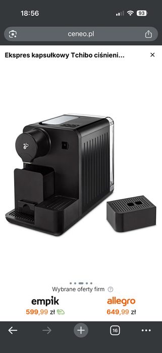 Ekspres kapsułkowy Tchibo CAFISSIMO MILK 1,2L czarny