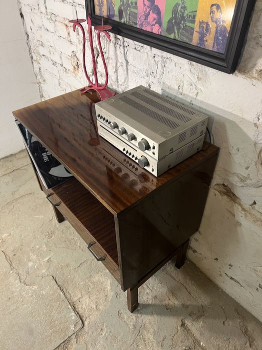Stolik pod sprzęt rtv gramofon winyle prl vintage retro