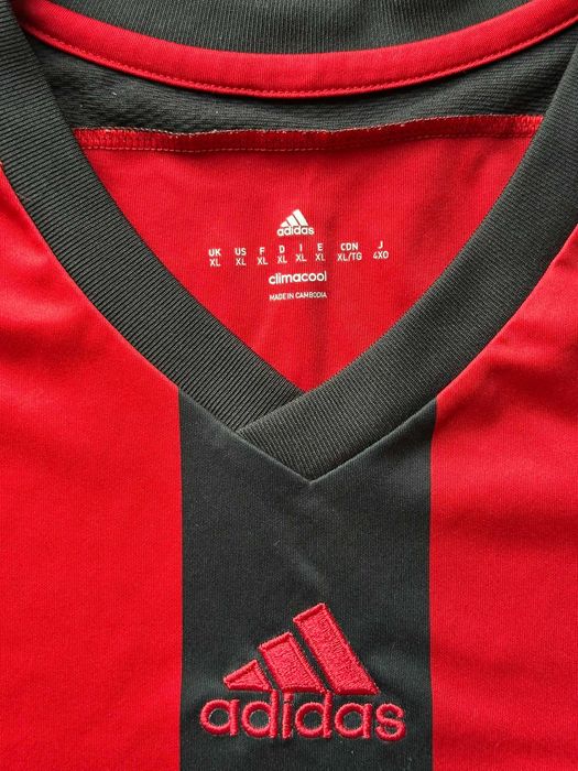 Koszulka Adidas ClimaCool rozmiar XL – czerwono-czarna, paski