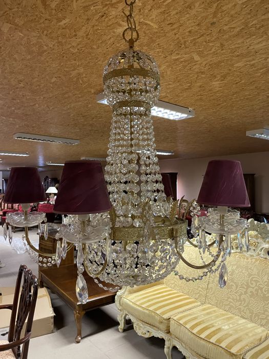 Przepiekny Żyrandol (dostepne 2) Kryształowy Mosiężny Kinkiety Cudo