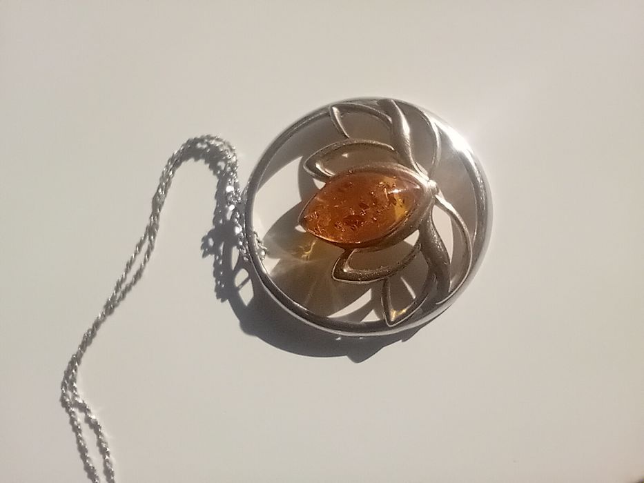 Naszyjnik "Kwiat Lotosu" srebrny z burszytnem