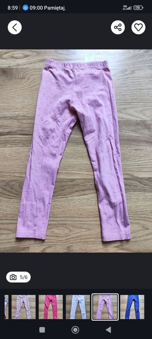 Zestaw 5 par legginsów, spodni dziecięcych, 116