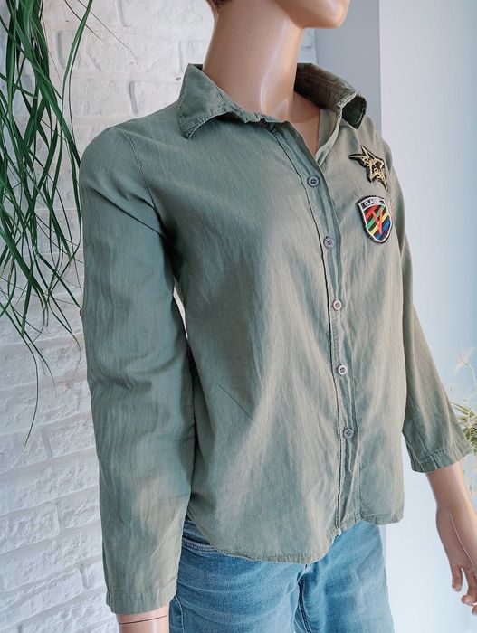 Bawełniana koszula damska khaki rozmiar S/10/38 Made in Italy
