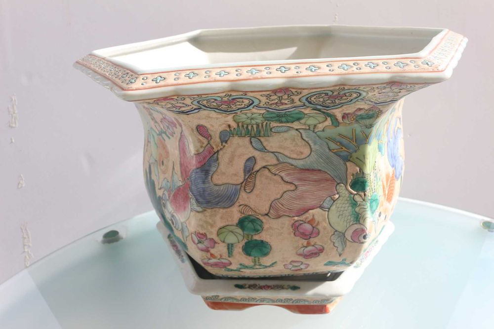 Cachepot Vaso Porcelana Chinesa dinastia Qing (1875 a 1916) 43x27 cm A