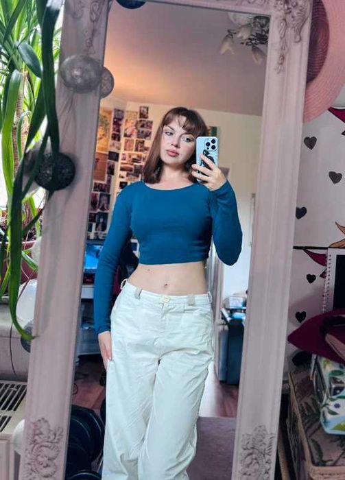 Niebieski crop top 95% bawełna new yorker xs