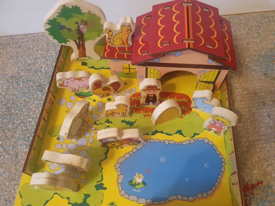 Drewniane puzzle farma
