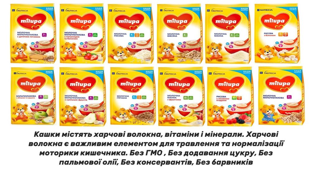 Дитяча каша Малютка та Milupa
