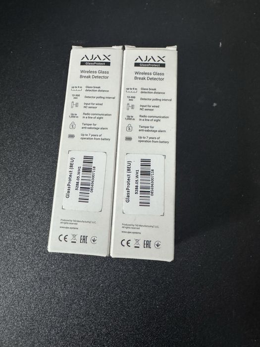Бездротовий датчик розбиття скла Ajax GlassProtect White
