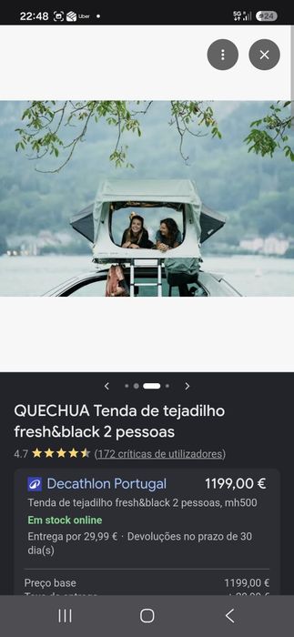 Tenda Tejadilho Quechua Com Avancado Fresh and Black 2 Pax